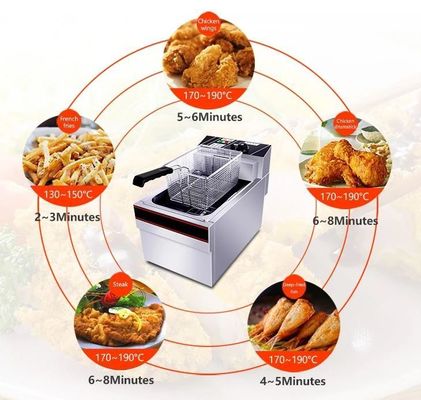 Fritadora de acero inoxidable de 13 litros de capacidad Rango de temperatura 50-200C para hotel y restaurante