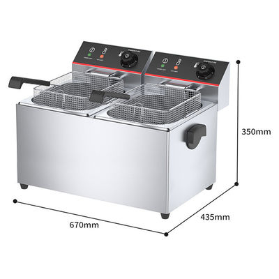 670*435*350mm Fritecas eléctricas para comedores Contenedores dobles 11L*2