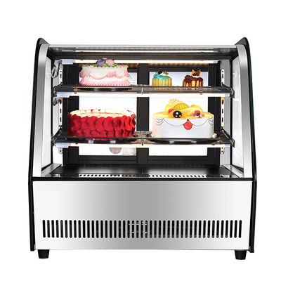Vitrina de refrigeración de pasteles de acero inoxidable con pantalla de vidrio y rango de temperatura de 2-8