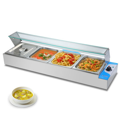 Maquina de calentador de comida para restaurantes buffet 4 cacerolas 1170*350*305mm de acero inoxidable