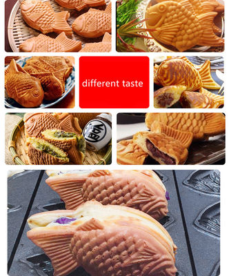 Torta de pescado coreana fabricante de gofres Taiyaki eléctricos comerciales con 18 kg de acero inoxidable