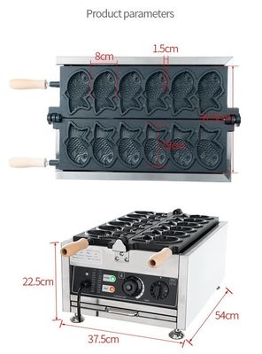 Torta de pescado coreana fabricante de gofres Taiyaki eléctricos comerciales con 18 kg de acero inoxidable