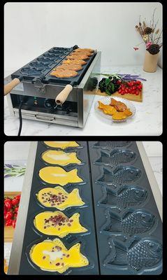 Torta de pescado coreana fabricante de gofres Taiyaki eléctricos comerciales con 18 kg de acero inoxidable