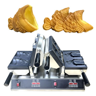 Máquina de helados de doble waffle con boca abierta en forma de pescado y temporizador 0-10 minutos