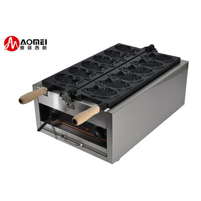 Máquina de fabricación de Taiyaki de acero inoxidable para equipos de bocadillos y tamaño de pescado 128x8x78mm
