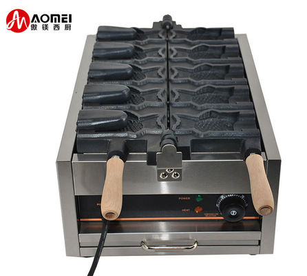 Máquina de fabricación de Taiyaki de acero inoxidable para equipos de bocadillos y tamaño de pescado 128x8x78mm