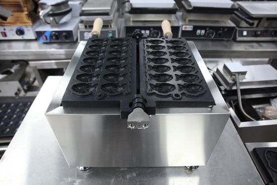 Máquina eléctrica de Taiyaki de acero inoxidable para equipos de bocadillos en forma de pescado 380x380x245mm