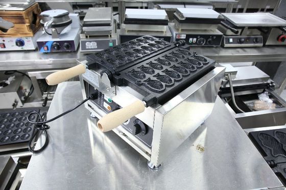 Máquina eléctrica de Taiyaki de acero inoxidable para equipos de bocadillos en forma de pescado 380x380x245mm