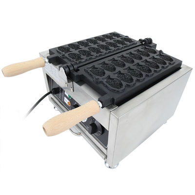 Máquina eléctrica de Taiyaki de acero inoxidable para equipos de bocadillos en forma de pescado 380x380x245mm