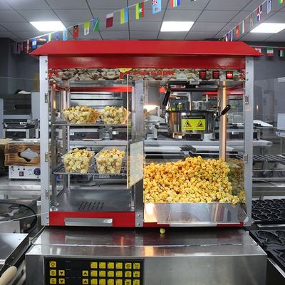 Máquina de palomitas de maíz al aire libre conveniente con calentador de alimentos y diseño de moho privado