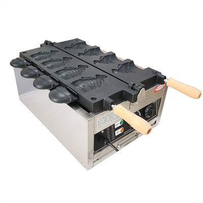 Haga bocadillos perfectos con nuestro fabricante de waffles de pescado de 4 piezas sin pegamento comercial.
