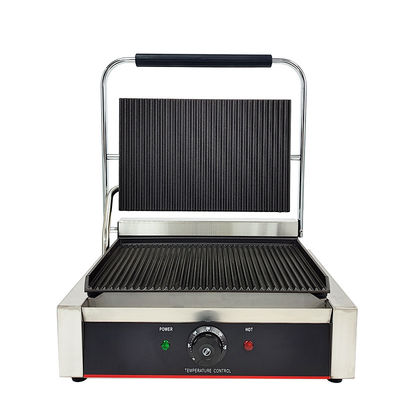 Grill eléctrico de contacto de 220v con placas de ranura completa y colector de aceite desmontable