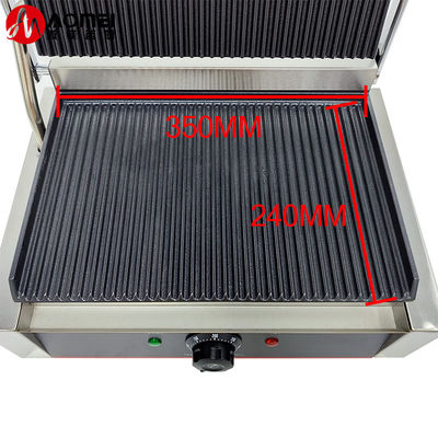Grill eléctrico de contacto de 220v con placas de ranura completa y colector de aceite desmontable
