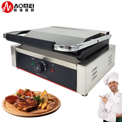Grill eléctrico de contacto de 220v con placas de ranura completa y colector de aceite desmontable