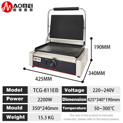 Función sin humo Todo de acero inoxidable Grill de contacto Panini eléctrico para comercial