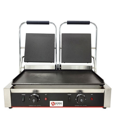 Grill de contacto Panini de hierro fundido eléctrico no adhesivo para cocina comercial con potencia de 3600W
