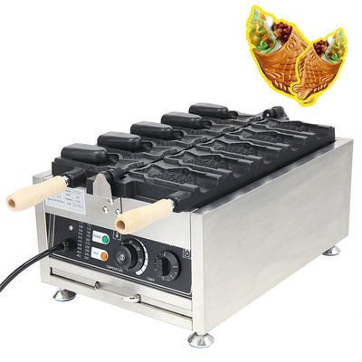 Comida Bebida Electric Taiyaki Maker máquina de gofres de boca abierta de acero inoxidable no adhesivo