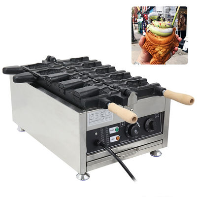 220v eléctrico 5 pcs boca abierta de forma de pescado Waffle Maker Taiyaki máquina 375 * 700 * 290