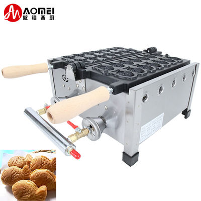 8.15 KG No adhesivo 14pcs Pequeño pescado en forma de Waffle fabricante de acero inoxidable Taiyaki máquina de gas