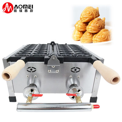 8.15 KG No adhesivo 14pcs Pequeño pescado en forma de Waffle fabricante de acero inoxidable Taiyaki máquina de gas