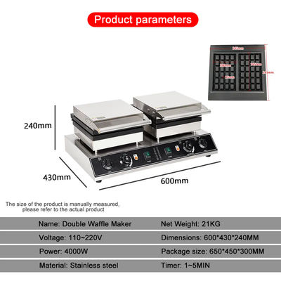 Máquina para hornear waffles belga con 4KW de potencia y fabricación rápida de waffles