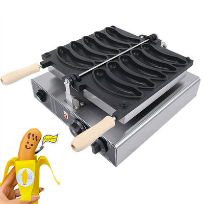 10Máquina eléctrica de waffle para hornear waffles en forma de plátano.