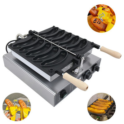 10Máquina eléctrica de waffle para hornear waffles en forma de plátano.