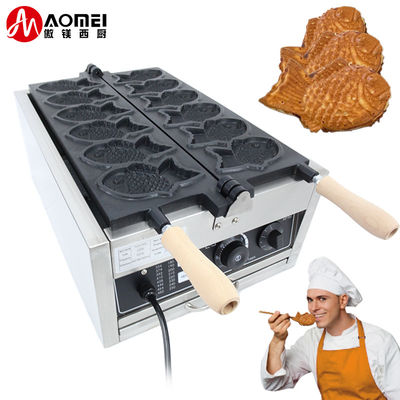 Fabricante de gofres de pescado de acero inoxidable con placas intercambiables