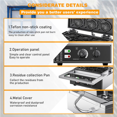 Máquina para hacer gofres con forma de pescado de 220V para la indulgencia de los amantes de los bocadillos