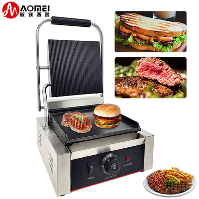 Grill eléctrico comercial Panini Sandwich portátil Grill de contacto 305*340*190mm 10.8kg