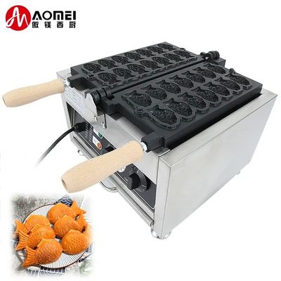 Máquina de Taiyaki 14pcs/plato Eléctrico tipo de GLP fabricante de gofres de pescado para Mini Taiyaki