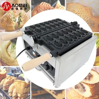Máquina de Taiyaki 14pcs/plato Eléctrico tipo de GLP fabricante de gofres de pescado para Mini Taiyaki