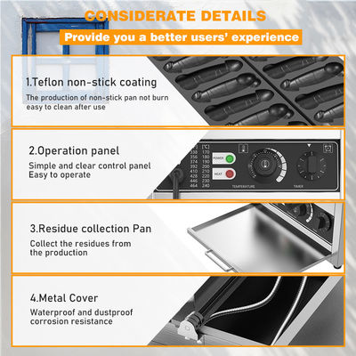 Comercial antiadherente 8 Pcs eléctrico Penis Waffle Maker con rango de temperatura de 50-300C