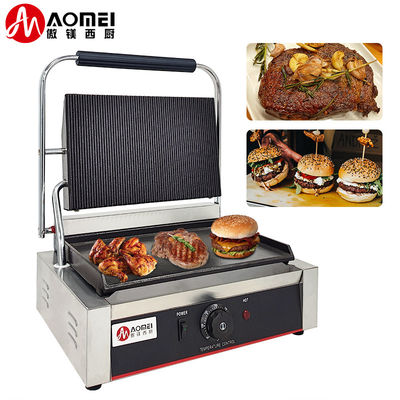 Placas antiadherentes Función de la parrilla de Panini Fabricante de bocadillos controlado por la aplicación para panadería de restaurantes