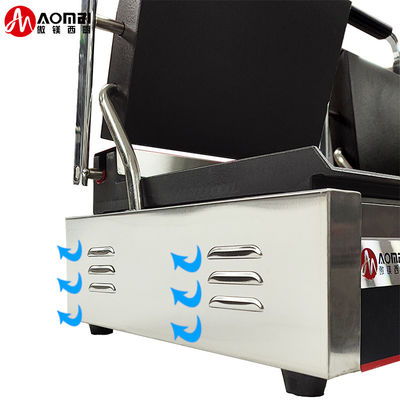 Fabricante de parrilla de contacto de hierro fundido de acero inoxidable Panini para restaurante panadería aperitivo 220v