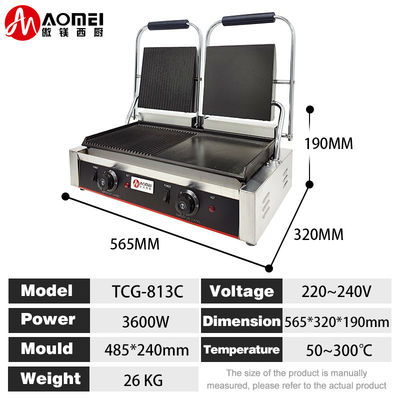 Comerciante eléctrico de hierro fundido de contacto de sándwich Panini Prensa fabricante de parrilla Grill Griddle máquina