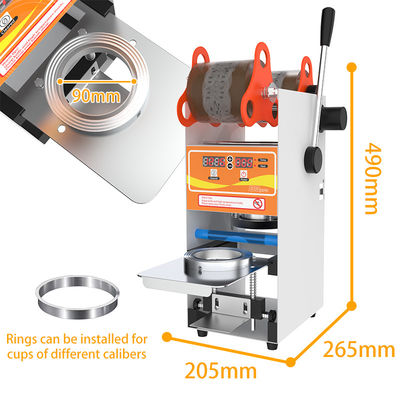 Máquina de embalaje para selladores de tazas de té de burbujas 205*265*490mm Máquina de sellamiento de tazas Capacidad 1 taza